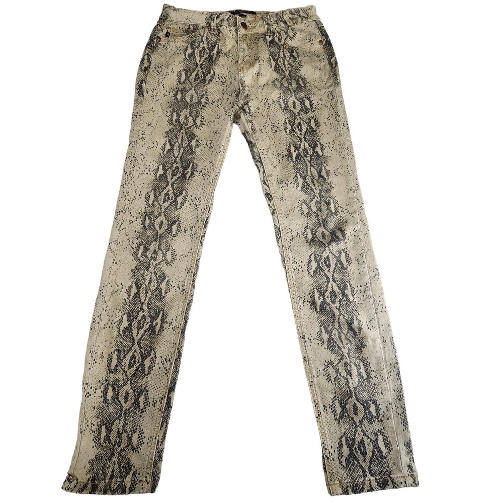 Judy Blue Jeans Womens 28 Tan Brown Snake Print High Rise Skinny Fit